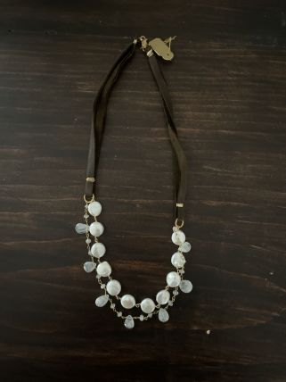 Leather & Pearls necklace