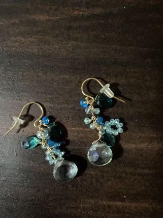 Quartz & Blue topaz earrings