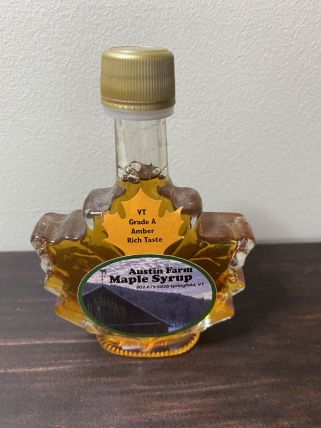 Vermont Maple Syrup in glass Maple Leaf