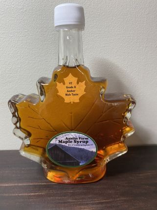 Vermont Maple Syrup in glass Maple Leaf