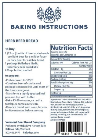 Vermont Beer Bread Garlic Rosemary
