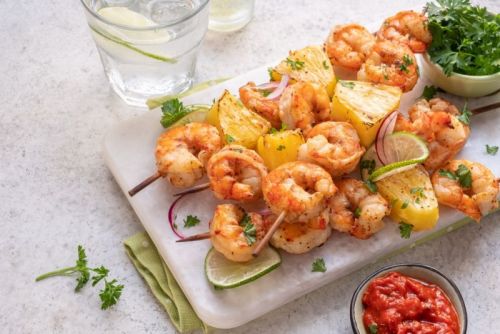 Sweet & Spicy Jerk Shrimp & Pineapple Skewers