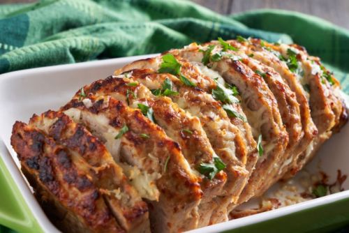 Tomato Basil Turkey Meatloaf with Mozzarella